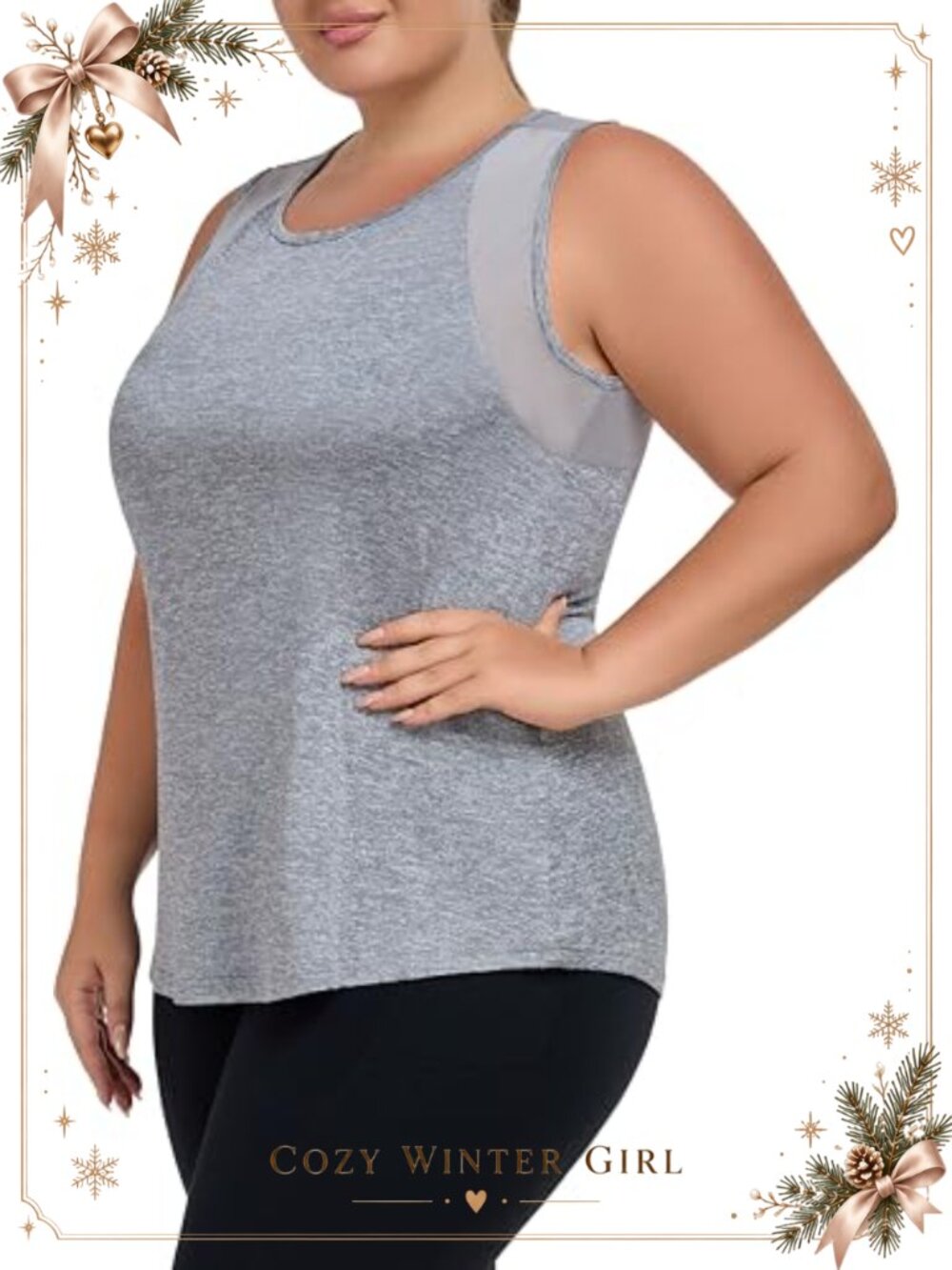 Plus Size Workout Tank Top with Mesh Loose Fit Yoga Athletic Tunic